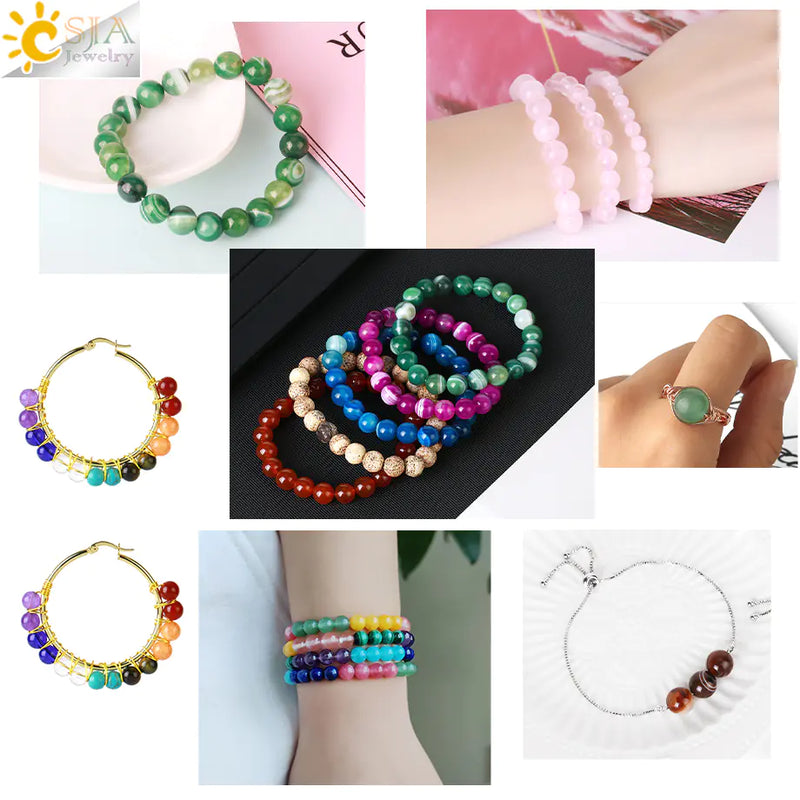 Natural Crystal Beads - Pink Quartz & Garnet Agate