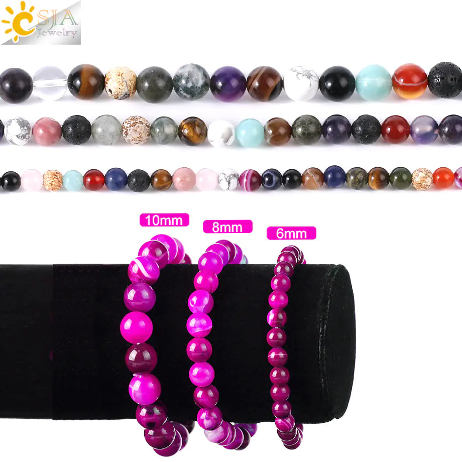 Natural Crystal Beads - Pink Quartz & Garnet Agate
