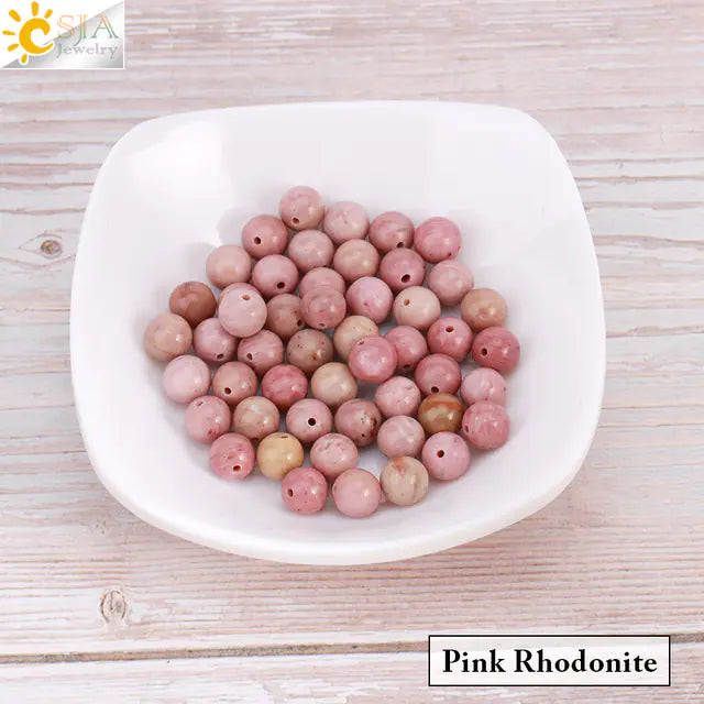 Natural Crystal Beads - Pink Quartz & Garnet Agate