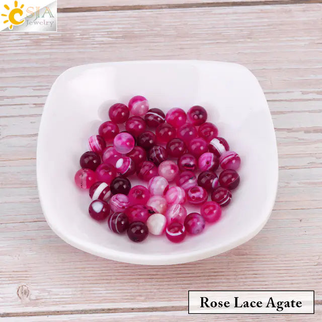 Natural Crystal Beads - Pink Quartz & Garnet Agate