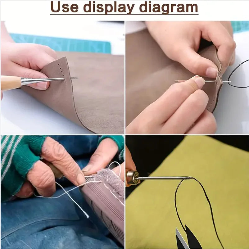 DIY Leather Sewing Tools Set w Needle & Thread