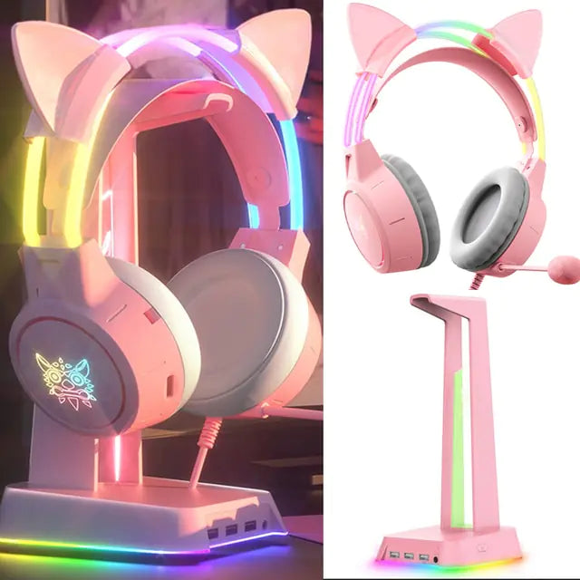 RGB Light Gamer Cat Ears Headset