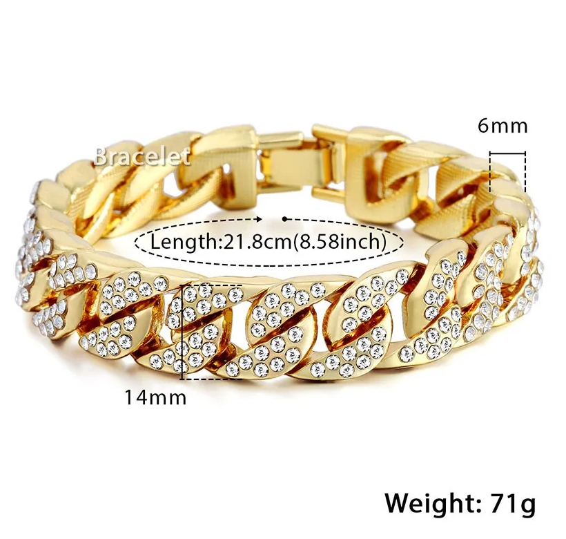 Miami Gold Curb Cuban Chain Men's Bracelet