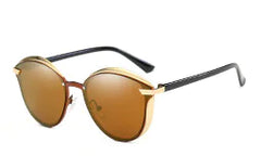 Women's Metallic Polarized Sunglasses w Retro Round Frame