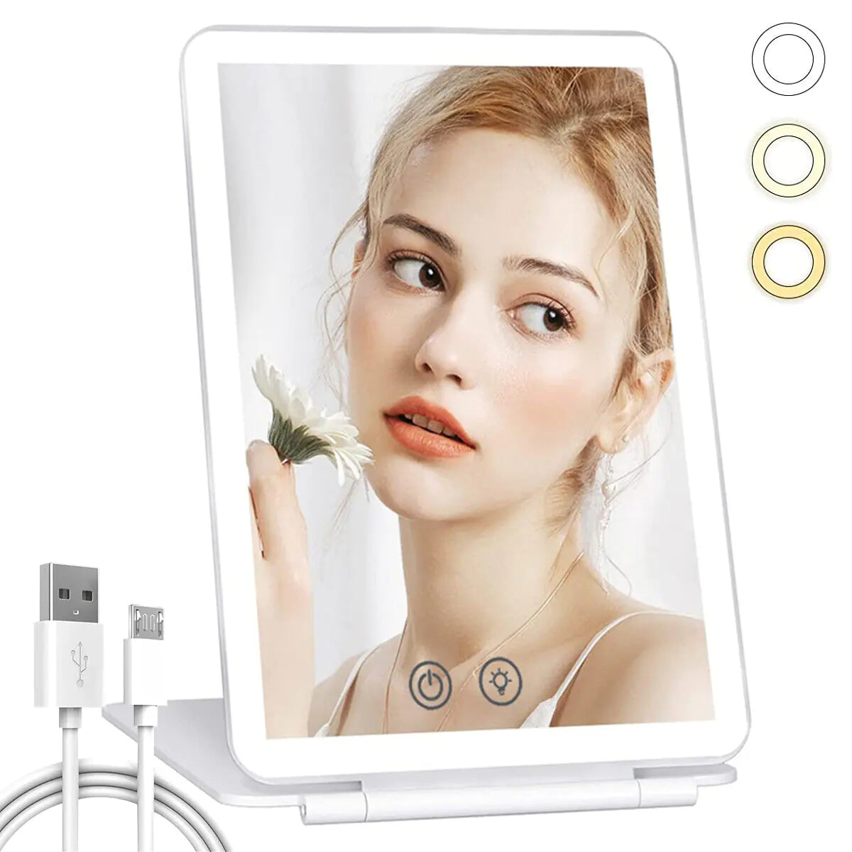 Foldable Makeup Touch Screen Mirror