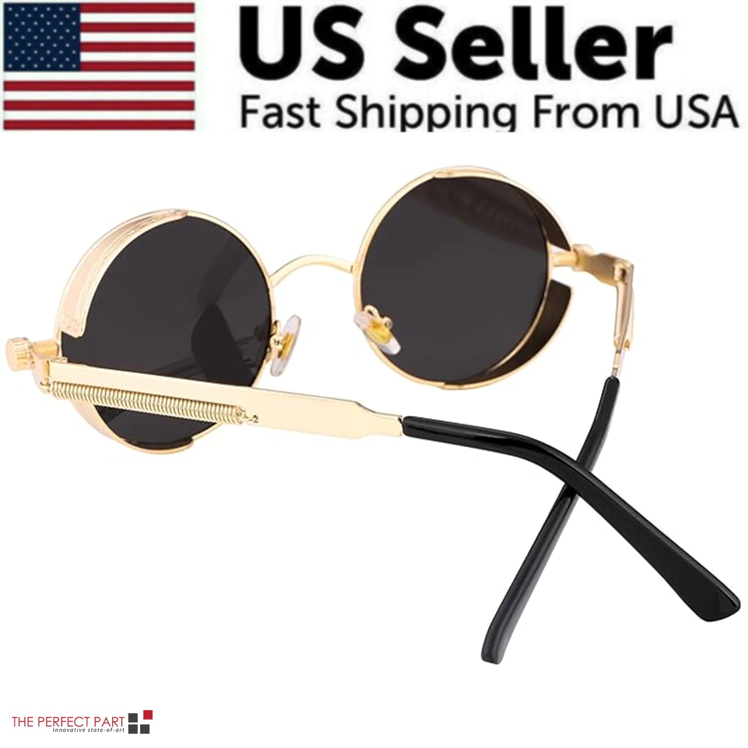 Retro Round Polarized Gothic Steampunk Sunglasses