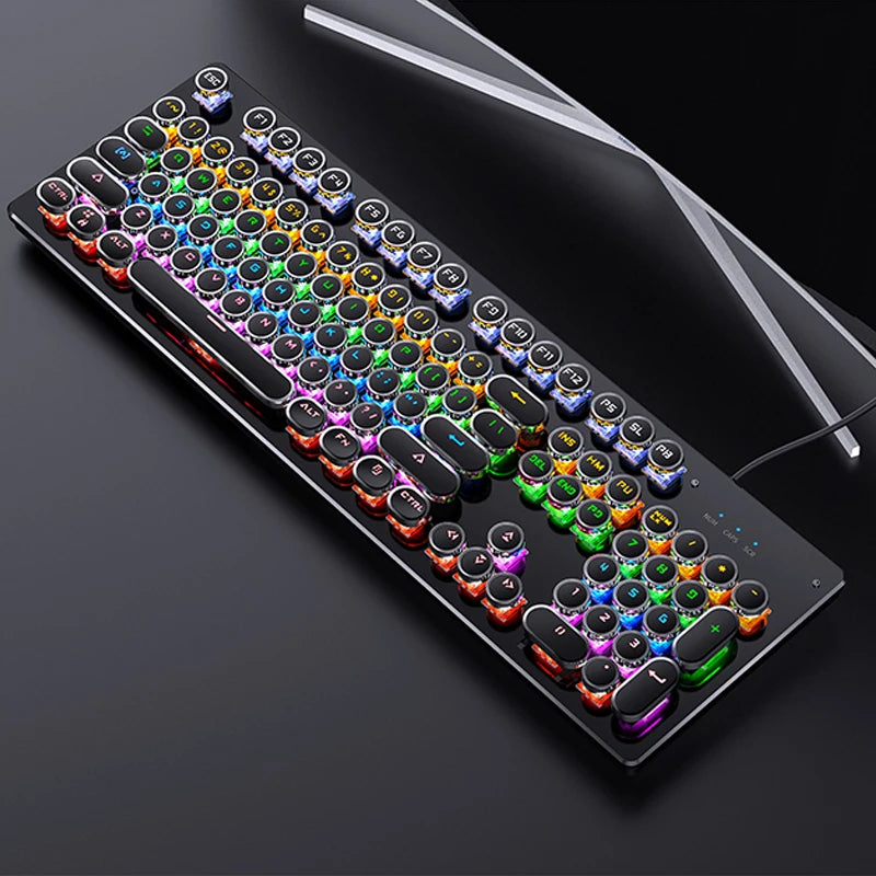 Retro Punk Wired Mechanical Keyboard w 104 Keys