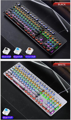 Retro Punk Wired Mechanical Keyboard w 104 Keys