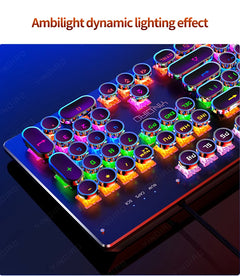 Retro Punk Wired Mechanical Keyboard w 104 Keys