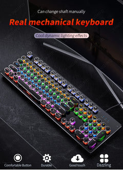 Retro Punk Wired Mechanical Keyboard w 104 Keys