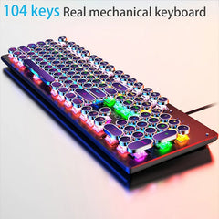 Retro Punk Wired Mechanical Keyboard w 104 Keys