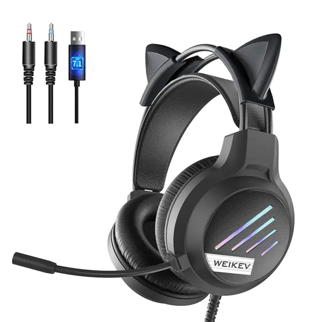 RGB Light Gamer Cat Ears Headset