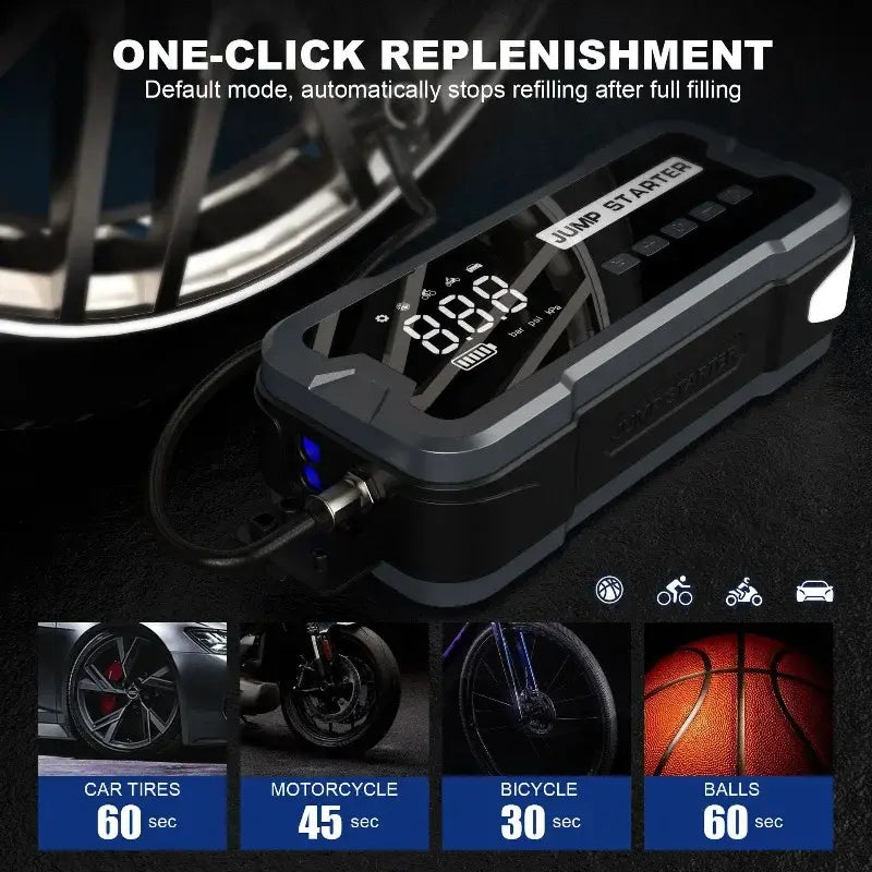 Portable 4-in-1 Car Jump Starter & Air Pump