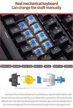 Retro Punk Wired Mechanical Keyboard w 104 Keys