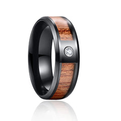 Titanium Steel Ring w Acacia & Ebony Teak