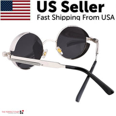 Retro Round Polarized Gothic Steampunk Sunglasses