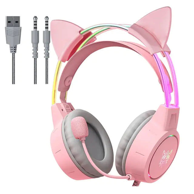 RGB Light Gamer Cat Ears Headset