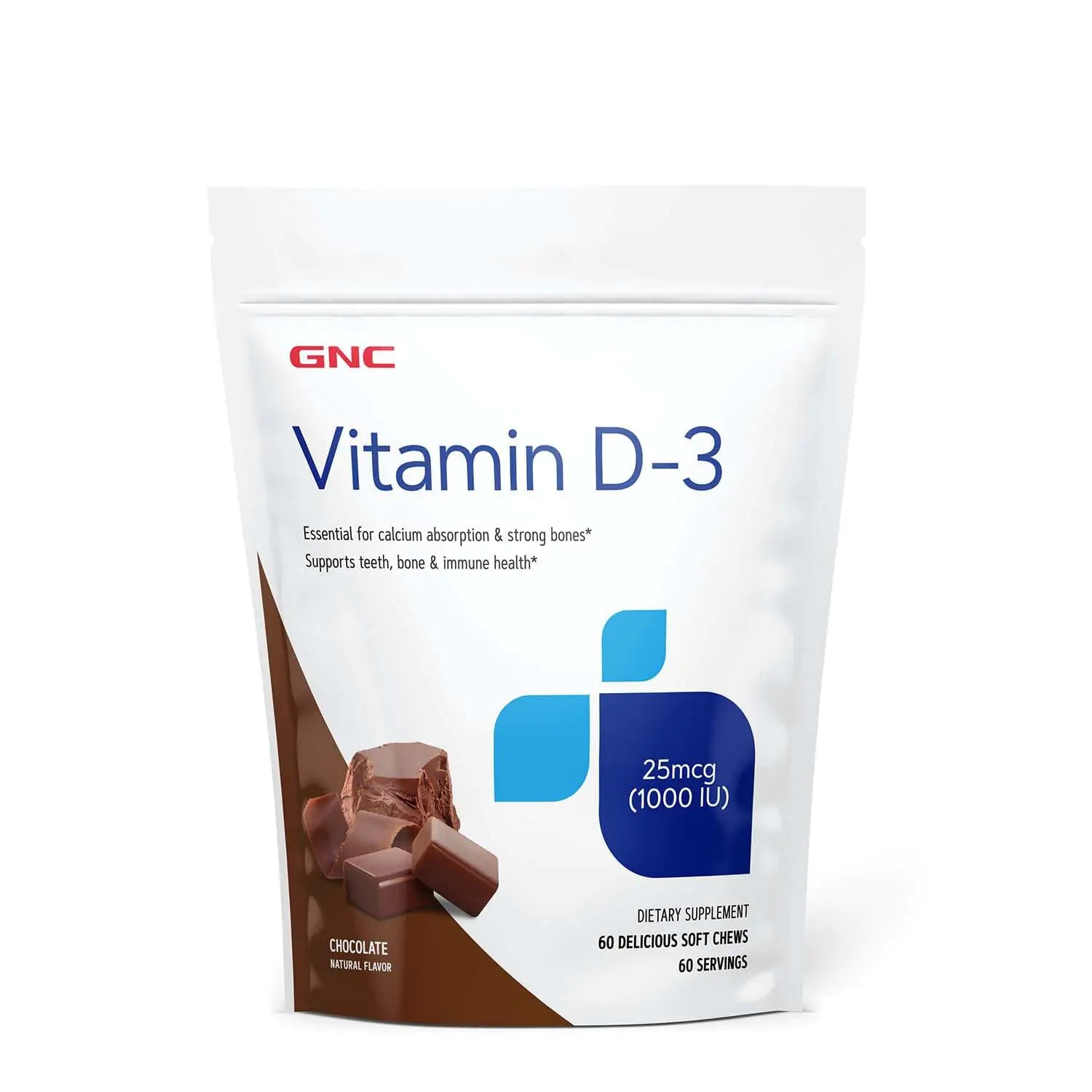 GNC Vitamin D3 Soft Chews 1000IU - Chocolate - 60ct