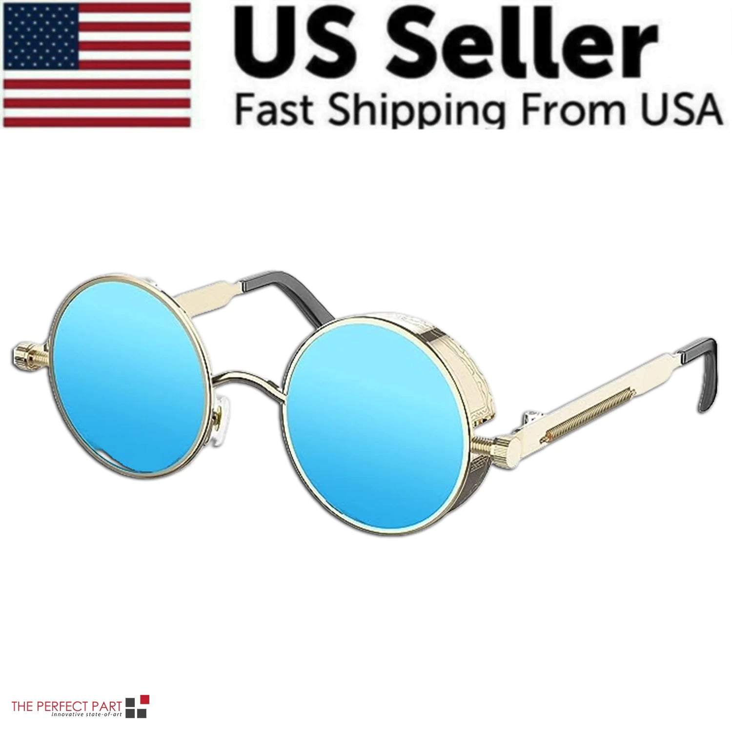 Retro Round Polarized Gothic Steampunk Sunglasses