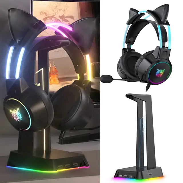 RGB Light Gamer Cat Ears Headset