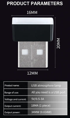 3x Mini Blue LED USB Ambient Lamp Accessories