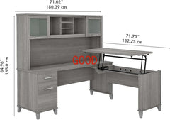 3-Position Sit-to-Stand L-Shaped Desk w Hutch