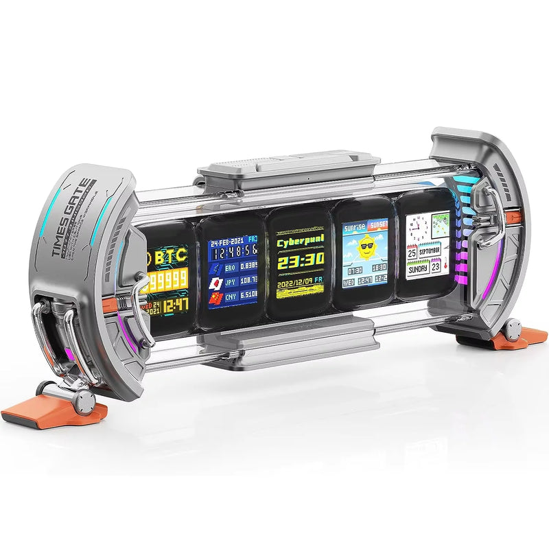 Cyberpunk Times Gate Digital Clock w App Control & WiFi Connection