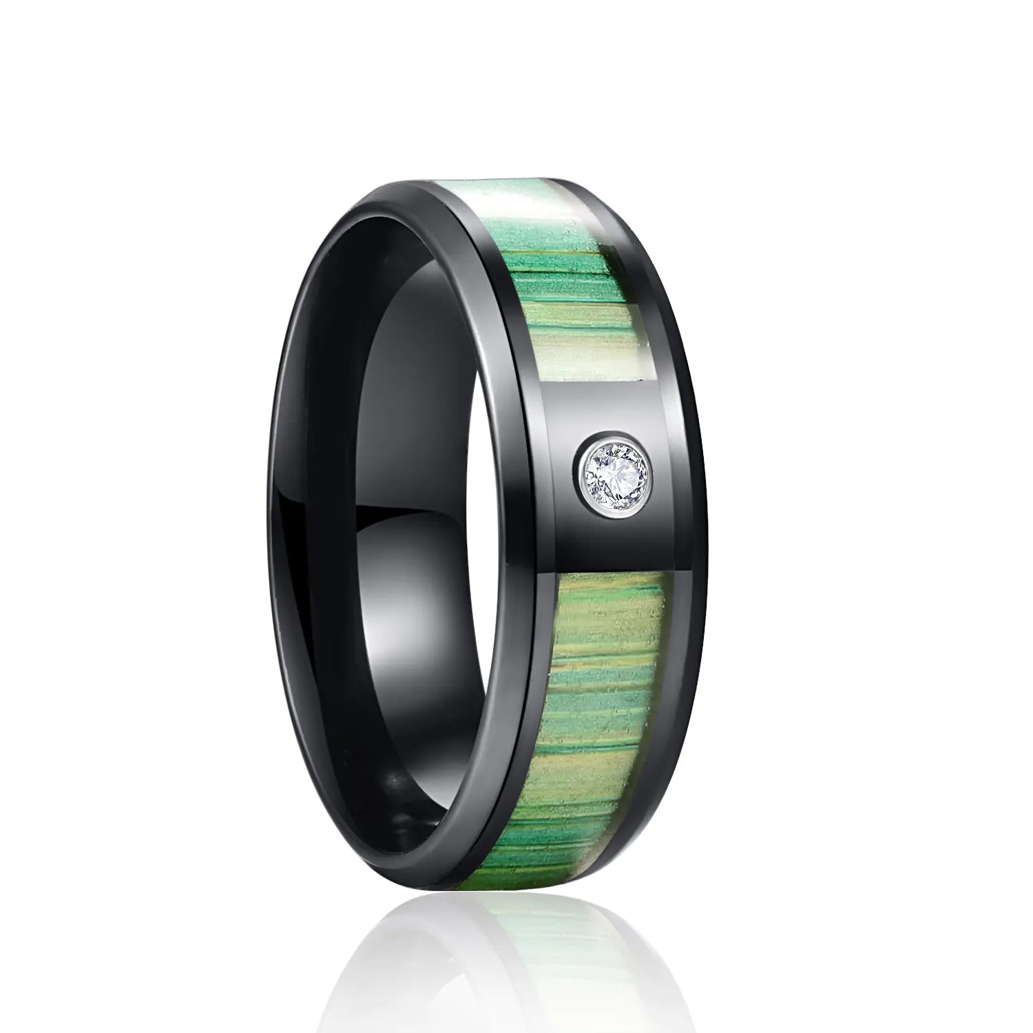 Titanium Steel Ring w Acacia & Ebony Teak