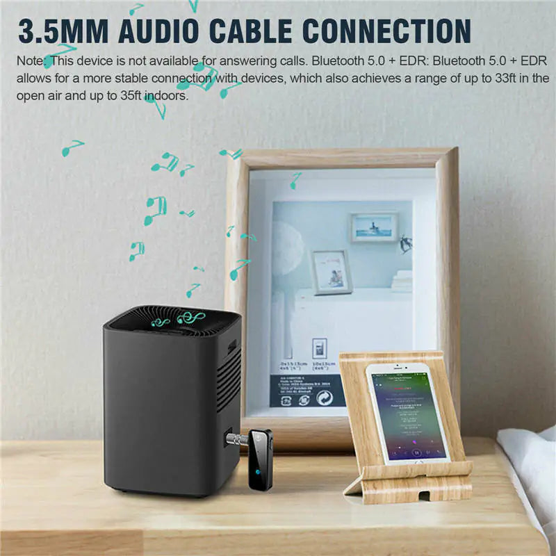 2-in-1 USB Wireless Bluetooth 5.0 Transmitter-Receiver Audio Adapter 3.5mm Auxiliary Jack