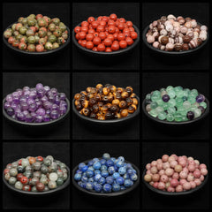 Natural Crystal Beads - Pink Quartz & Garnet Agate