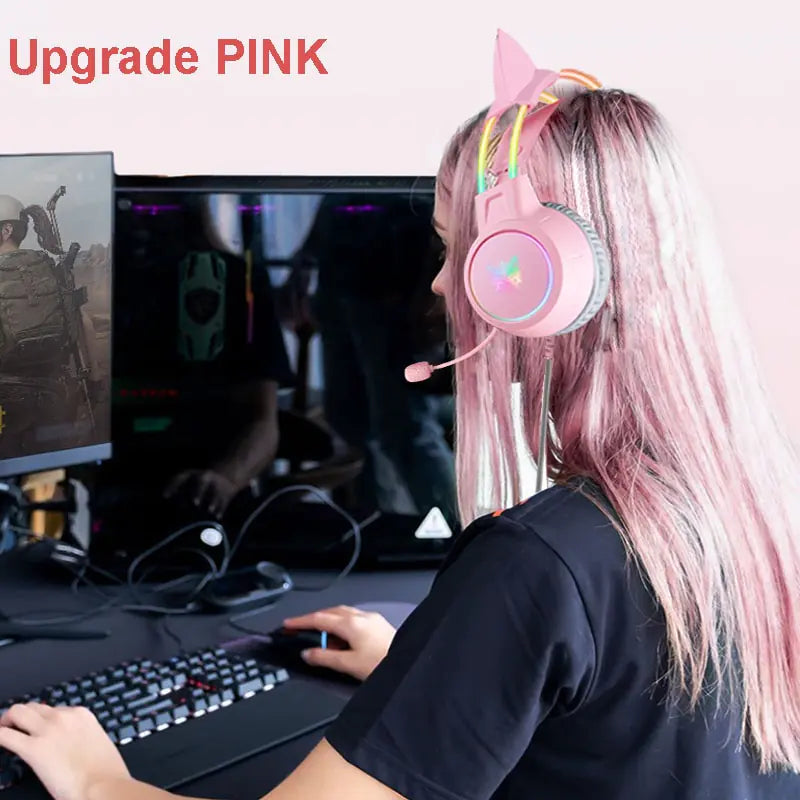 RGB Light Gamer Cat Ears Headset