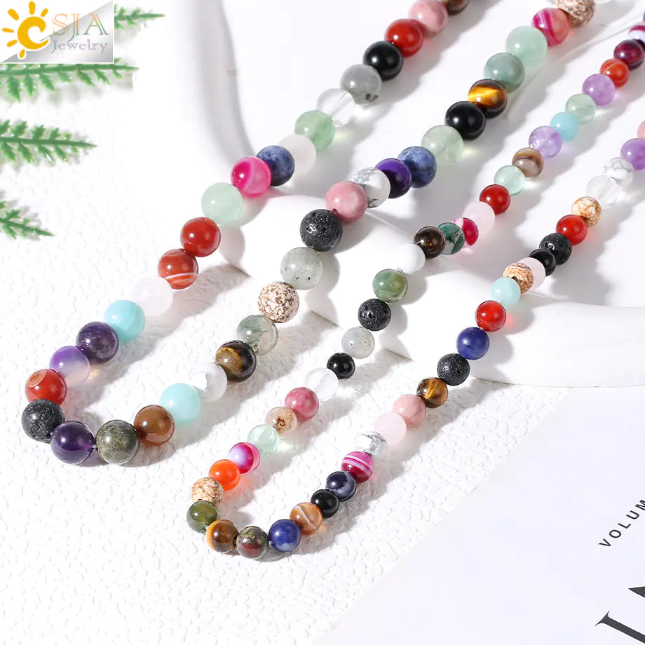 Natural Crystal Beads - Pink Quartz & Garnet Agate