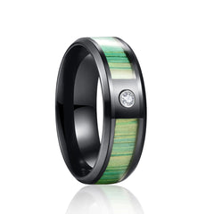 Titanium Steel Ring w Acacia & Ebony Teak