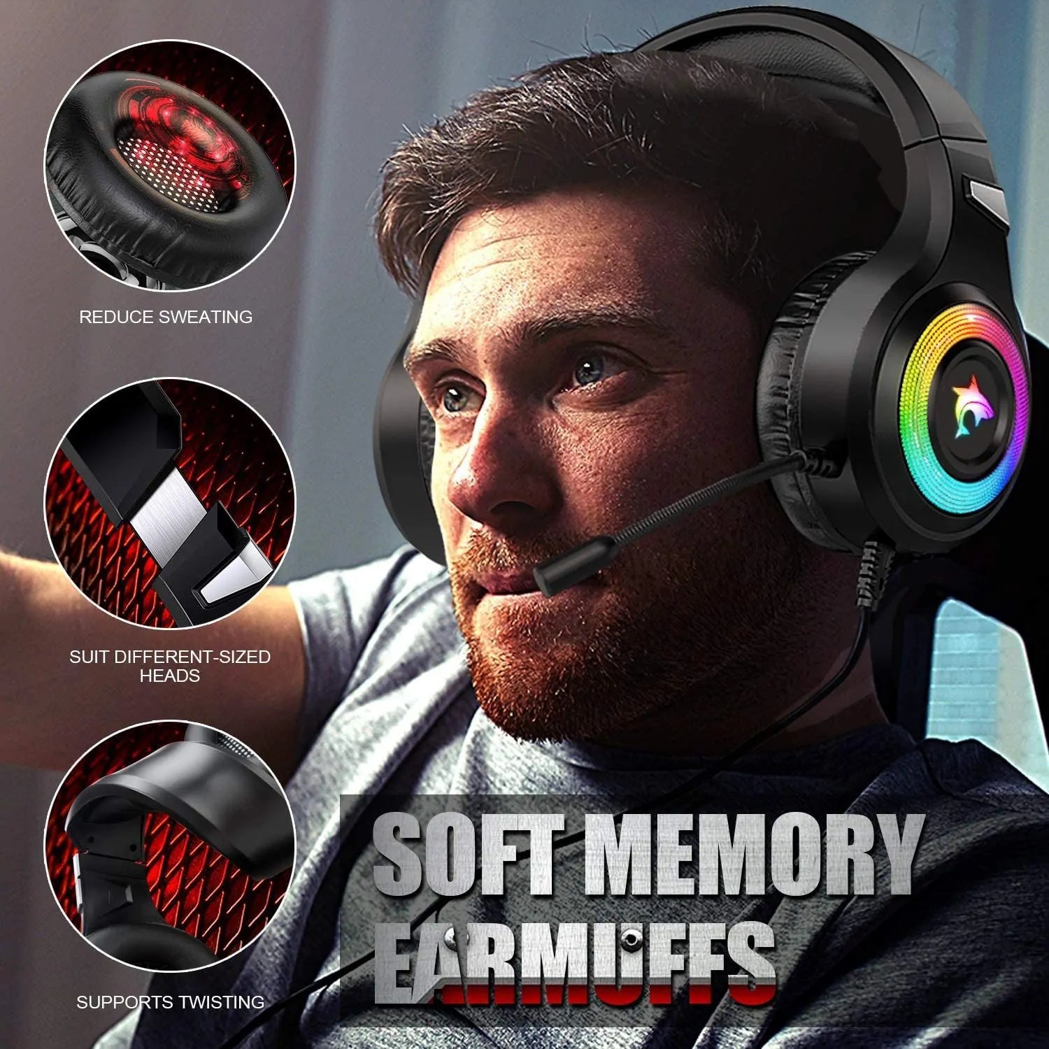 Gaming Headset w Microphone Light