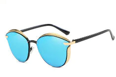 Women's Metallic Polarized Sunglasses w Retro Round Frame