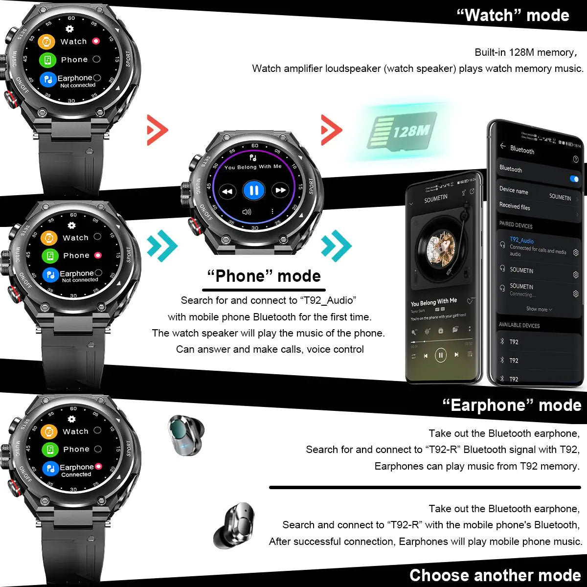 Premium Smart Watch w Earbuds