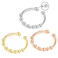 Adjustable Stainless Steel Bead Fidget Ring