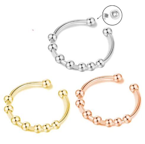 Adjustable Stainless Steel Bead Fidget Ring