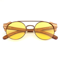 Custom Retro Round Frame Shades w Bamboo Details