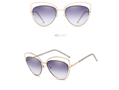 Polarized Cat's Eye Sunglasses w Metal Temples