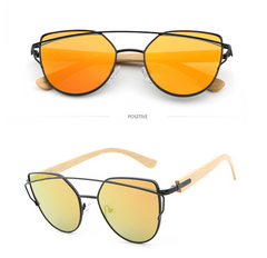 Cat's Eye Sunglasses w Bamboo Temples