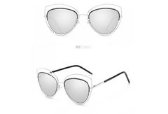 Polarized Cat's Eye Sunglasses w Metal Temples