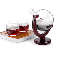 Whiskey Decanter Globe Glass Set