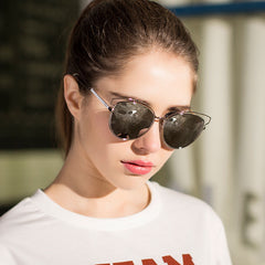 Polarized Cat's Eye Sunglasses w Metal Temples