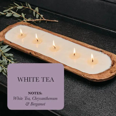 5-Wick Dough Bowl w Soy-Based White Tea Candle