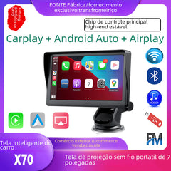 Portable 7in Car Smart Screen w Wireless CarPlay & Android Auto