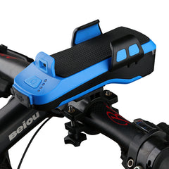 USB Rechargeable Bike Headlight w Phone Holder & Horn