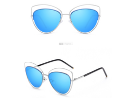Polarized Cat's Eye Sunglasses w Metal Temples