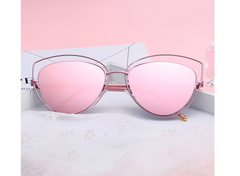 Polarized Cat's Eye Sunglasses w Metal Temples