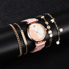 Fashionable Feline Watch Set for Women